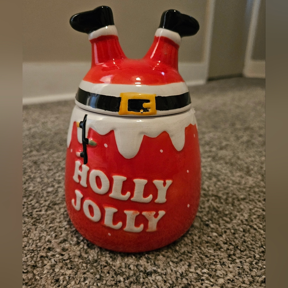 Holly Jolly Santa Cookie Jar Canister